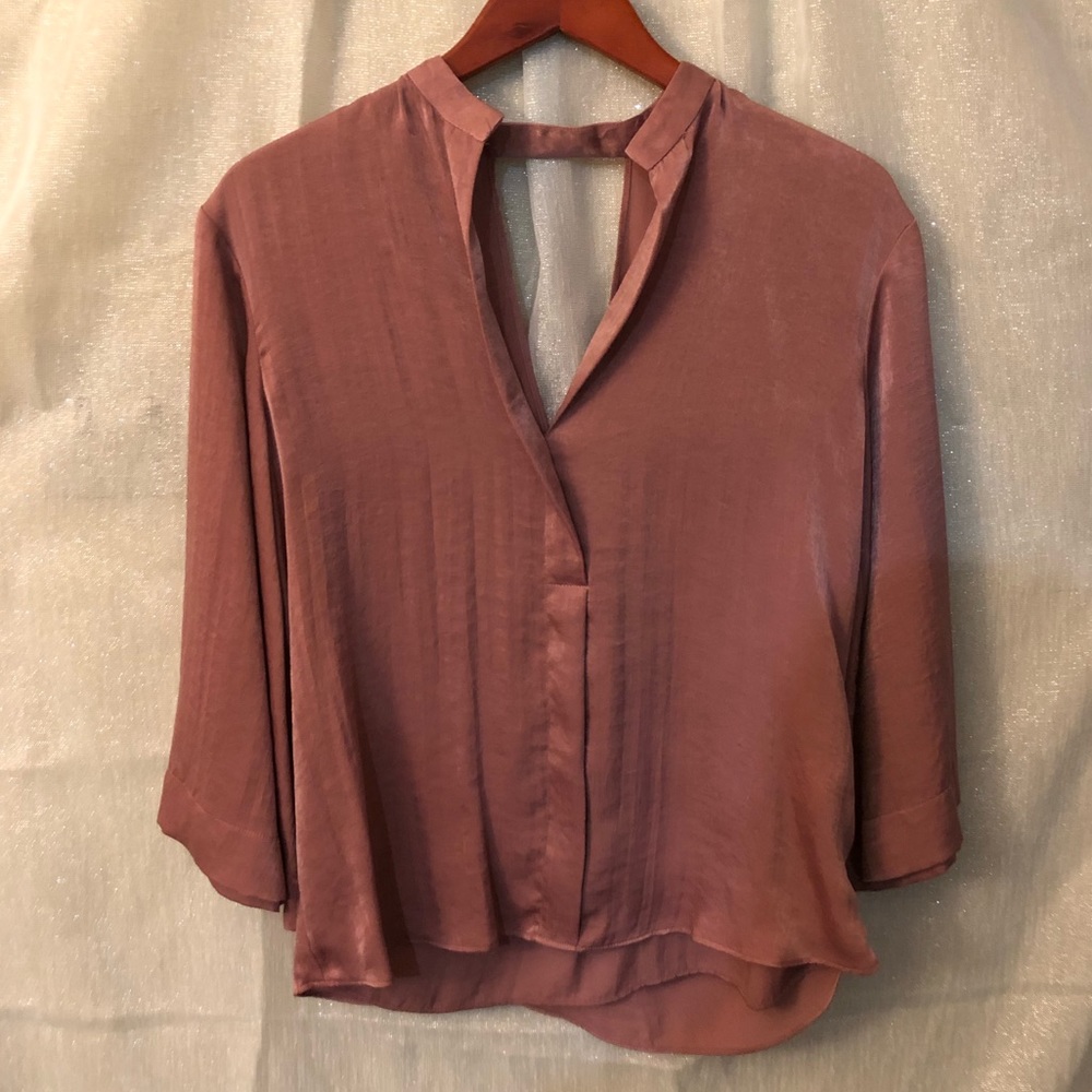 Zara Metallic Dusty Rose Pink Blouse